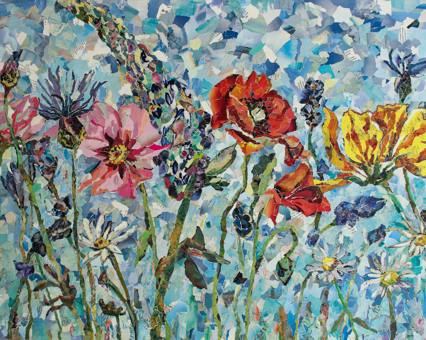spring flowers art collage