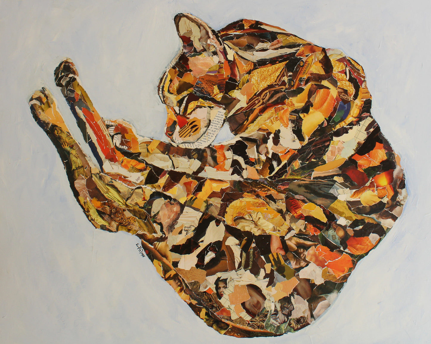 sleeping cat art collage